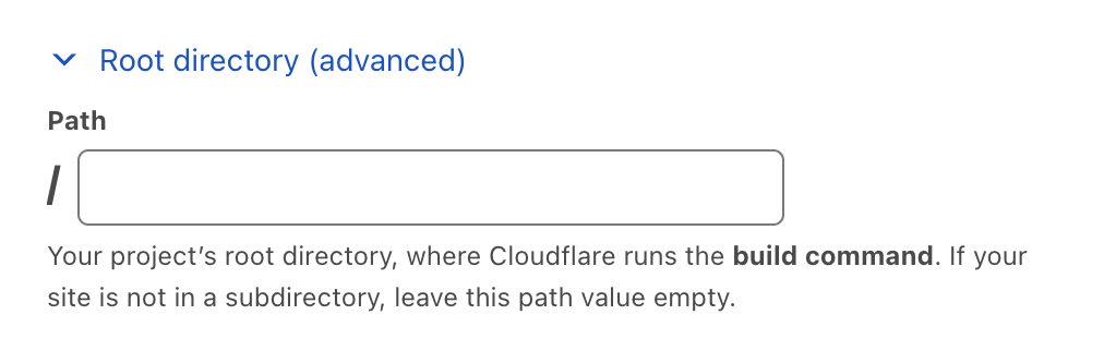 Root directory field to be filled in